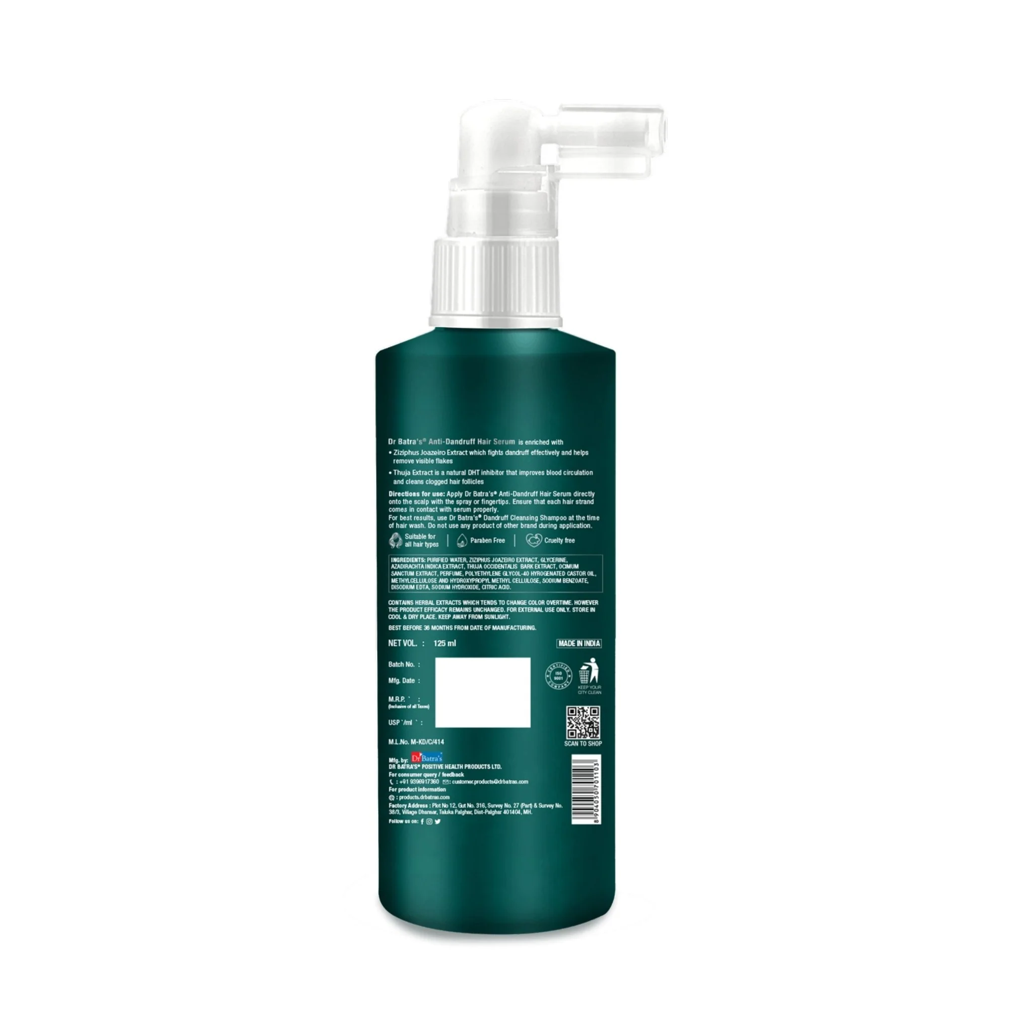 Dr Batra's Anti-Dandruff Hair Serum for Scalp Care | With Thuja Extract, Ziziphus Jaozeiro & Amla | Reduces Dandruff & Itchy Scalp | Natural Hair Serum for Men & Women | - Image 3