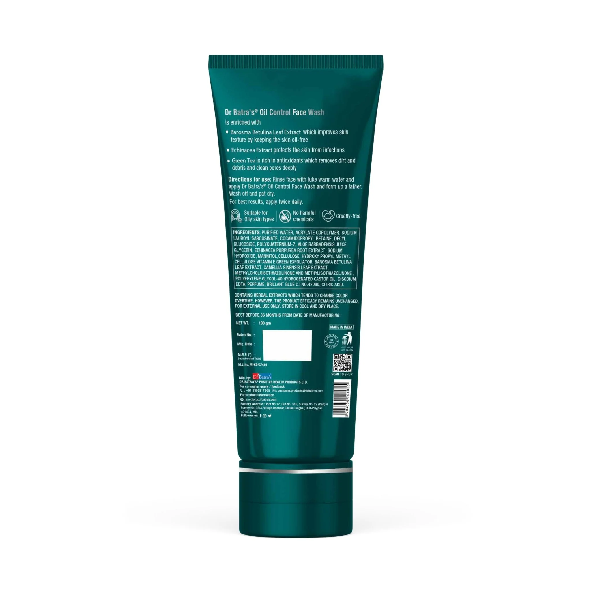 Oil Control Face Wash 100g – Removes excess oil, unclogs pores, and promotes clear, refreshed skin with natural Barosma Betulina & Echinacea extracts | For Men & Women - Image 8