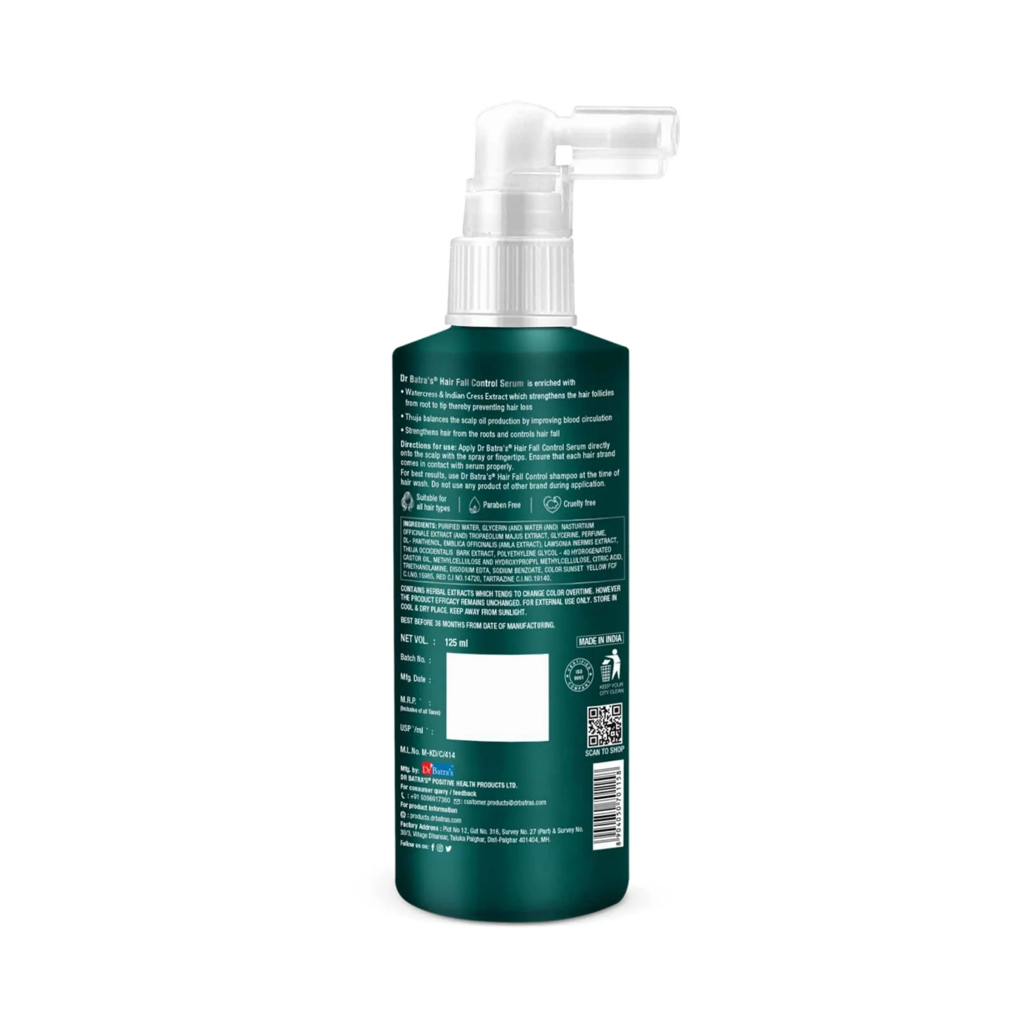 Dr Batra’s Hair Fall Protect Serum | With Thuja, Henna & Amla | Healthy Scalp Care, Lightweight Formula | Silicone, Paraben & Sulphate Free | Trichologist Formulated | 125 ml - Image 9