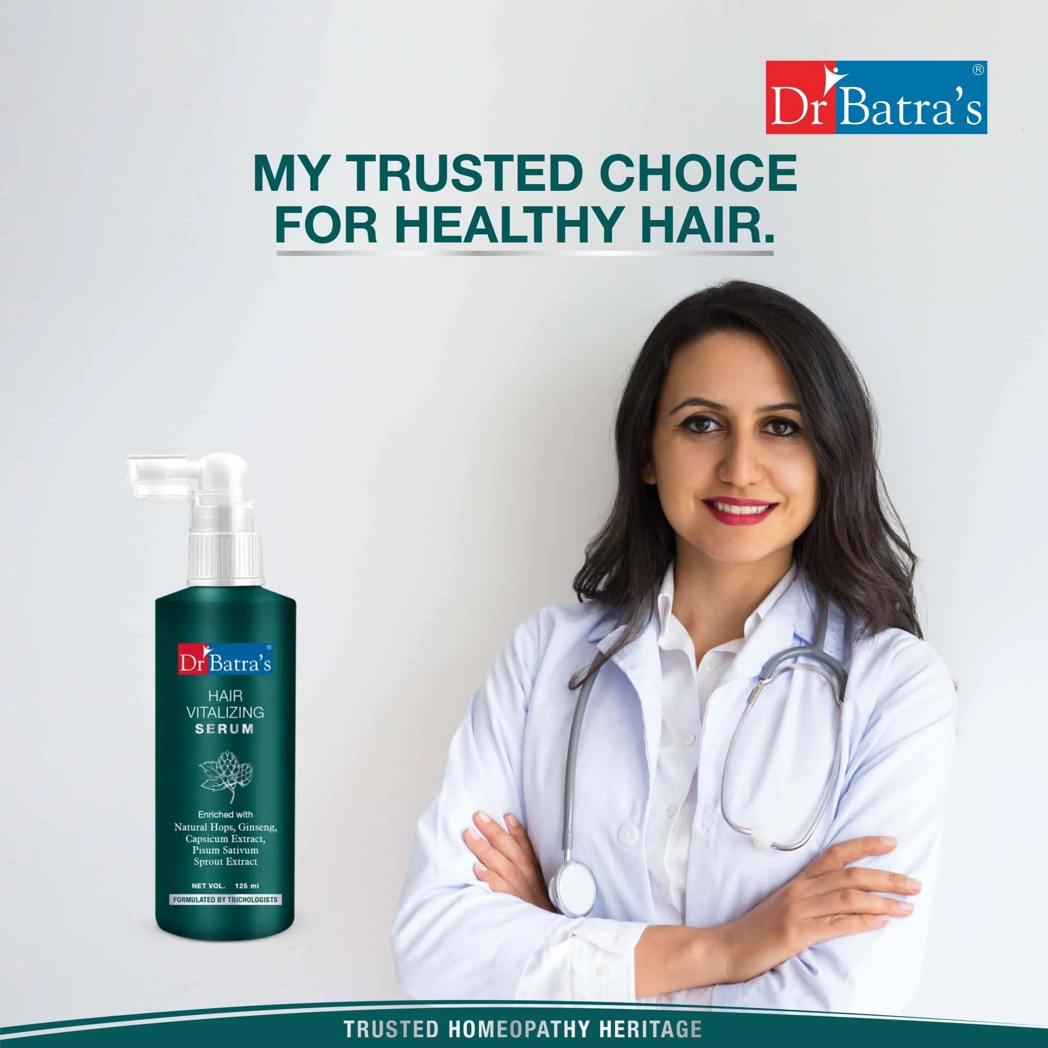 Dr Batra's Hair Vitalizing Serum, Enriched with essential vitamins, Ginseng, Capsicum, Reduces Irritability, Healthy scalp & Radiant look, Safe, Tricologists recommended (125ml) - Image 8
