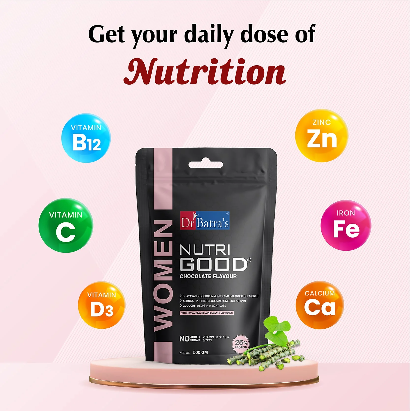 Dr Batra’s Nutrigood Women - Nutritional Health Protein & Multivitamin for Women - Chocolate Flavour - Image 4