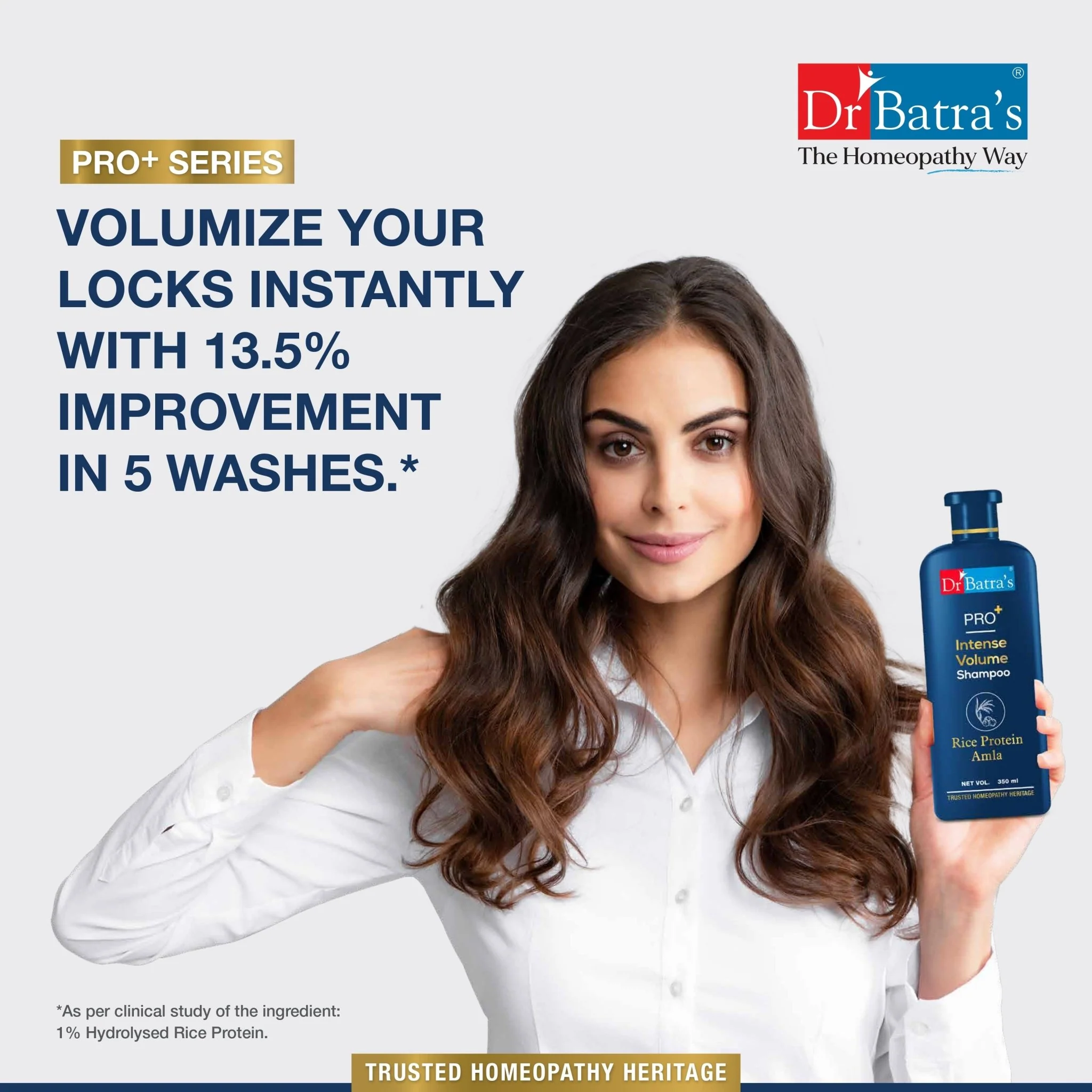 Dr Batra’s PRO+ Intense Hair Volume Shampoo | With Rice Protein, Thuja & Amla | Nourishes from Roots, Adds Volume & Improves Hair Texture | 350 ml - Image 4