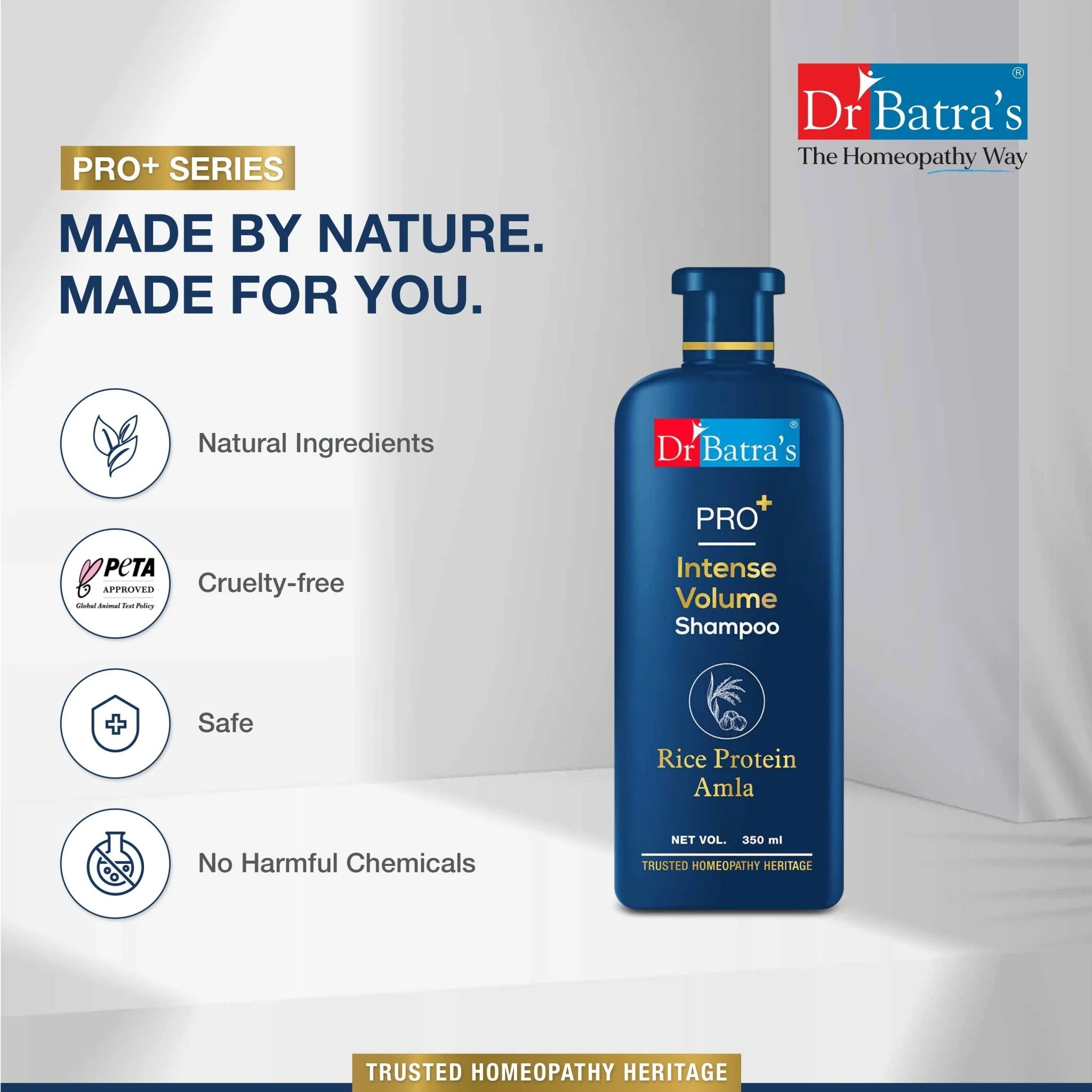 Dr Batra’s PRO+ Intense Hair Volume Shampoo | With Rice Protein, Thuja & Amla | Nourishes from Roots, Adds Volume & Improves Hair Texture | 350 ml - Image 7