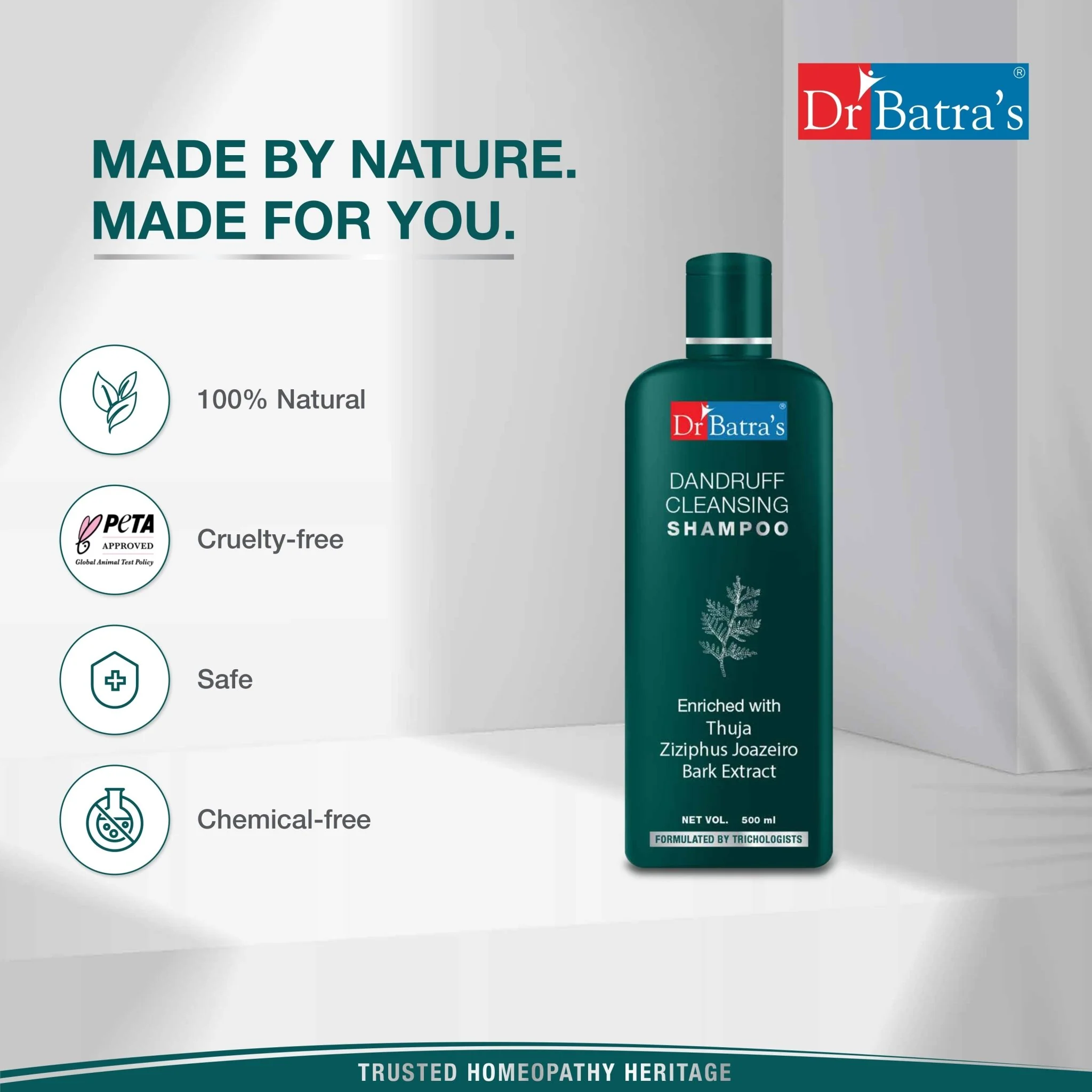 Dr Batra's® Dandruff Cleansing Shampoo – Tea Tree Oil, Thuja & Ziziphus Extract | Anti-Dandruff, Soothes Itchy Scalp & Reduces Flakes | Herbal Shampoo for Men & Women - Image 5