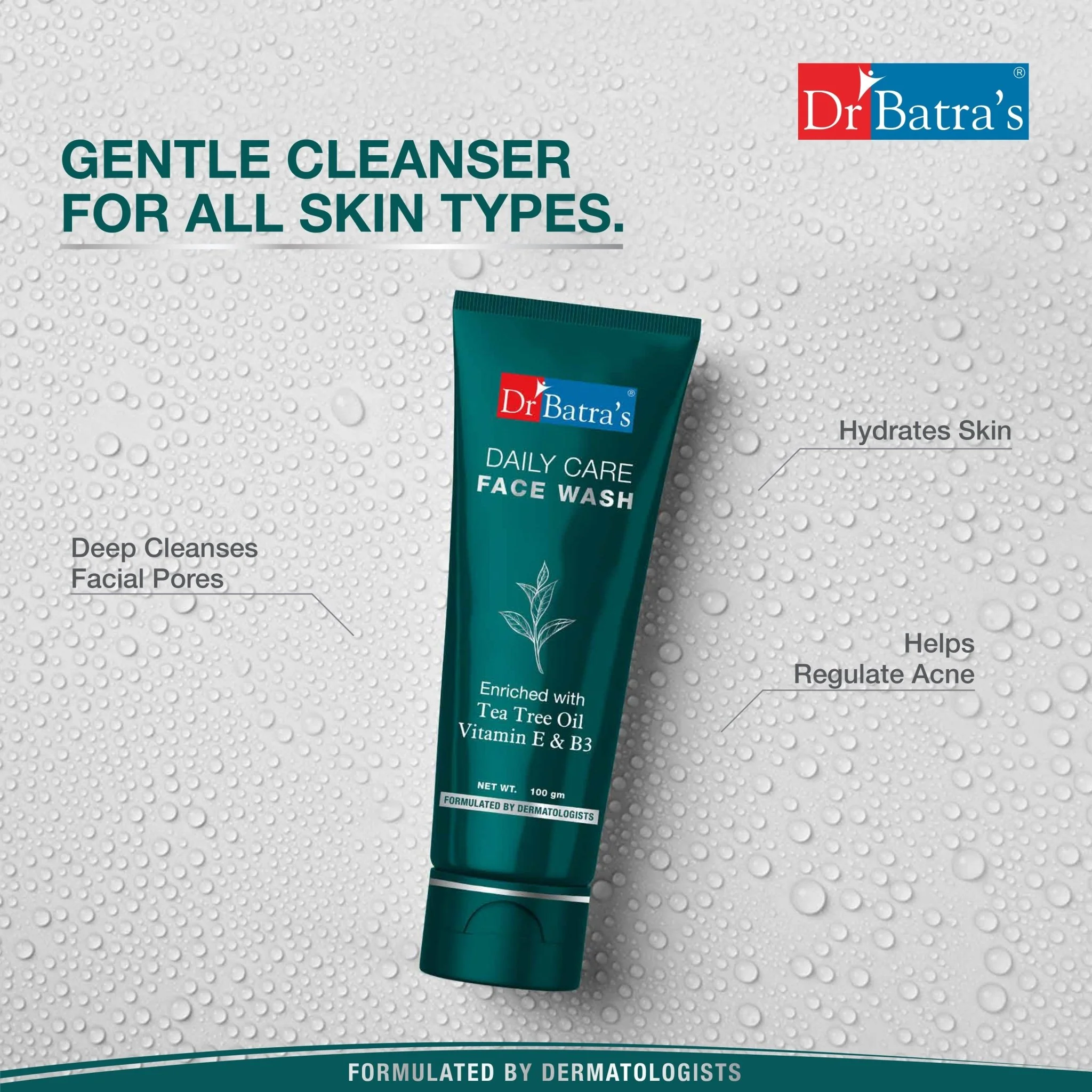Dr Batra's Daily Care Face Wash, Silicone & Soap Free, Enriched WithTea Tree Oil Leaf & Echinancea Extract For Oil Free & Clear Skin, Lightweight formula for gentle skin - Image 3