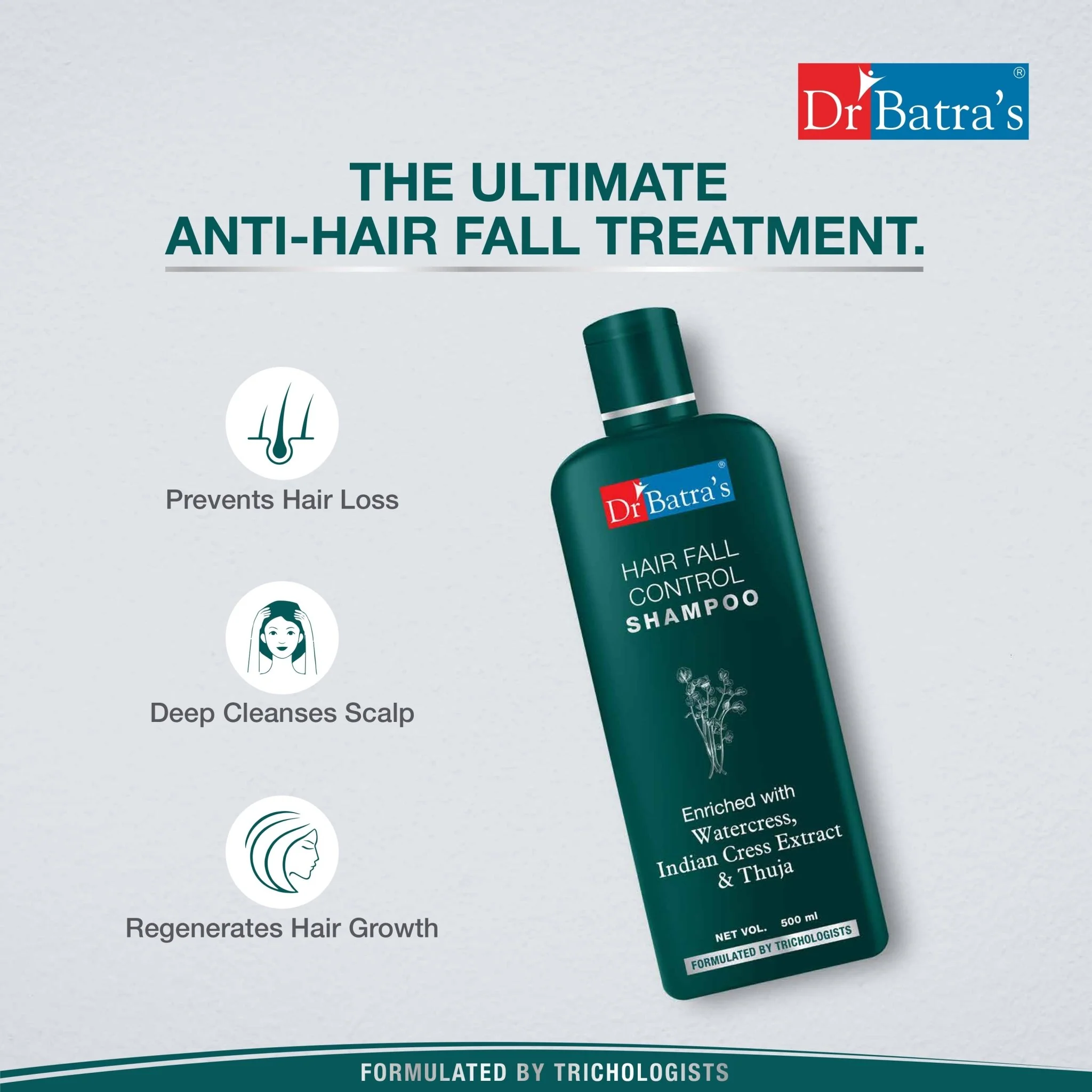 Dr Batra’s® Hair Fall Control Shampoo – Herbal Anti-Hair Fall Shampoo | Paraben, SLES & Silicone Free | Strengthens Hair, Reduces Hair Fall | Best Shampoo for Men & Women - Image 4