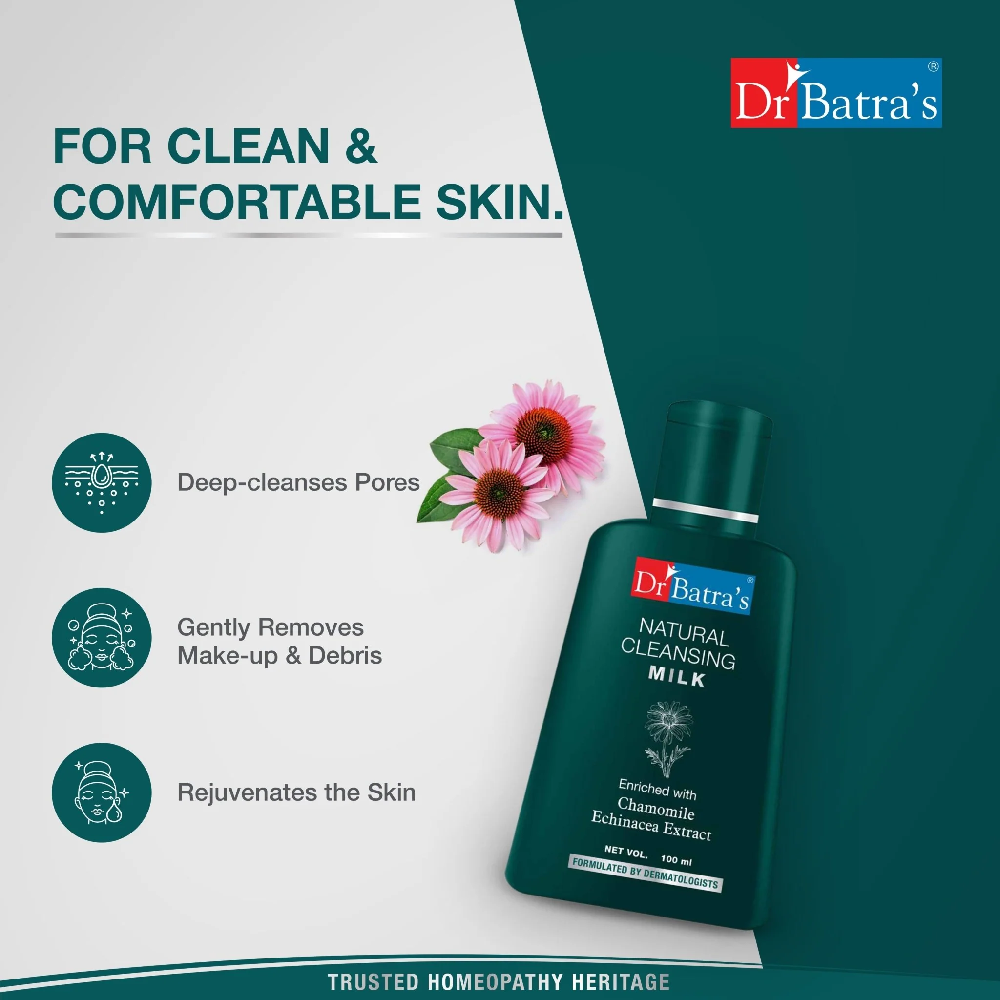 Dr Batra's Natural Cleansing Milk Enriched With Echinacea & Chamomile - Image 5