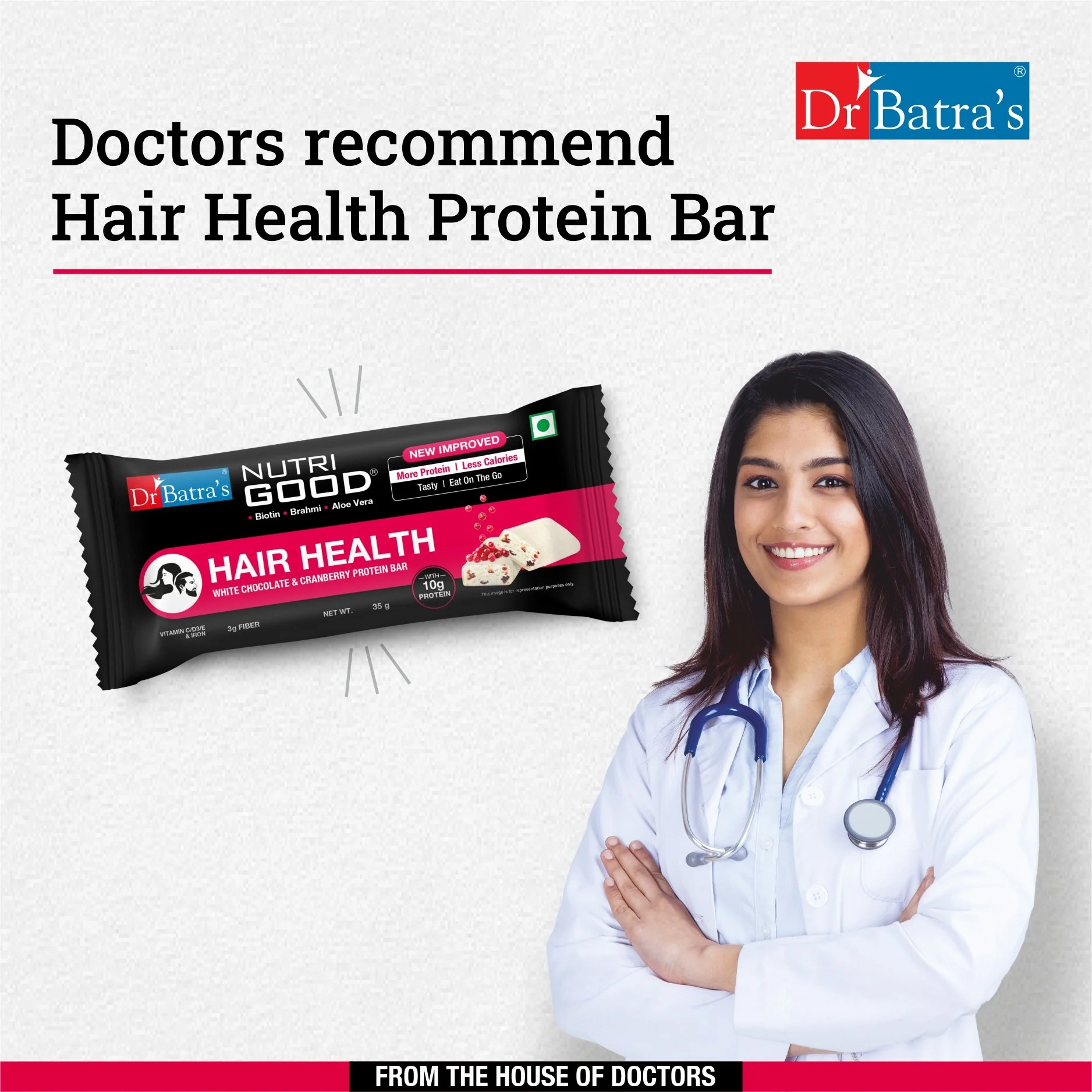 Dr Batra's NutriGood Hair Health Protein Bar -10g of protein per bar | Pack of 15 - 525g - Image 12