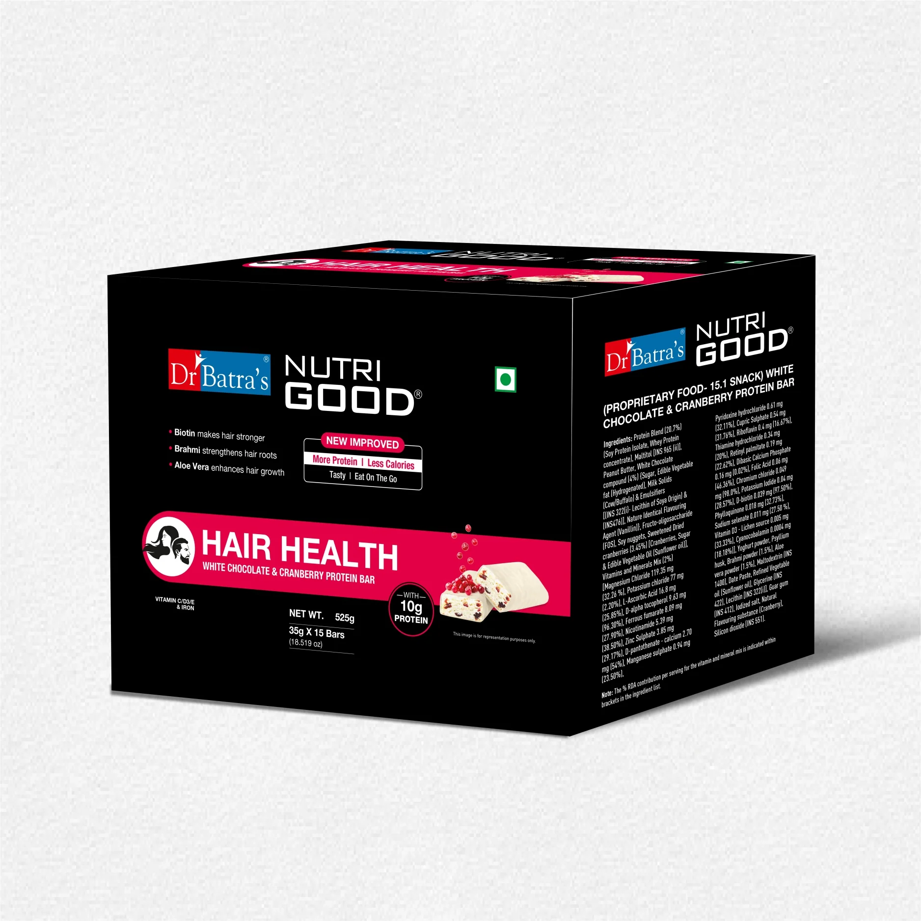 Dr Batra's NutriGood Hair Health Protein Bar -10g of protein per bar | Pack of 15 - 525g - Image 13