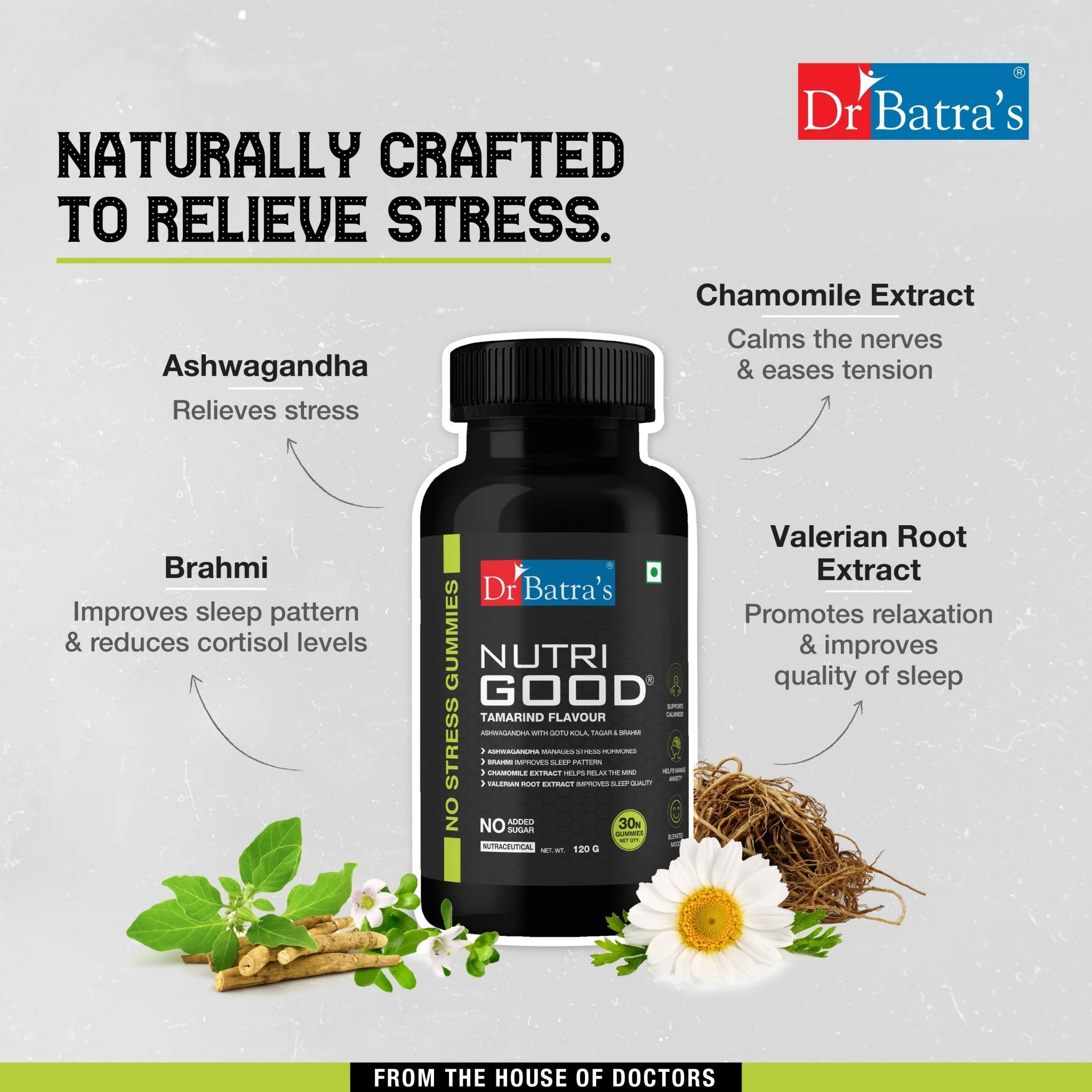 Dr Batra's Nutrigood No stress Gummies for Relaxation & Mental Wellness | Fortified with Ashwagandha, Brahmi & Chamomile for Stress Relief - 30 nos - Image 7