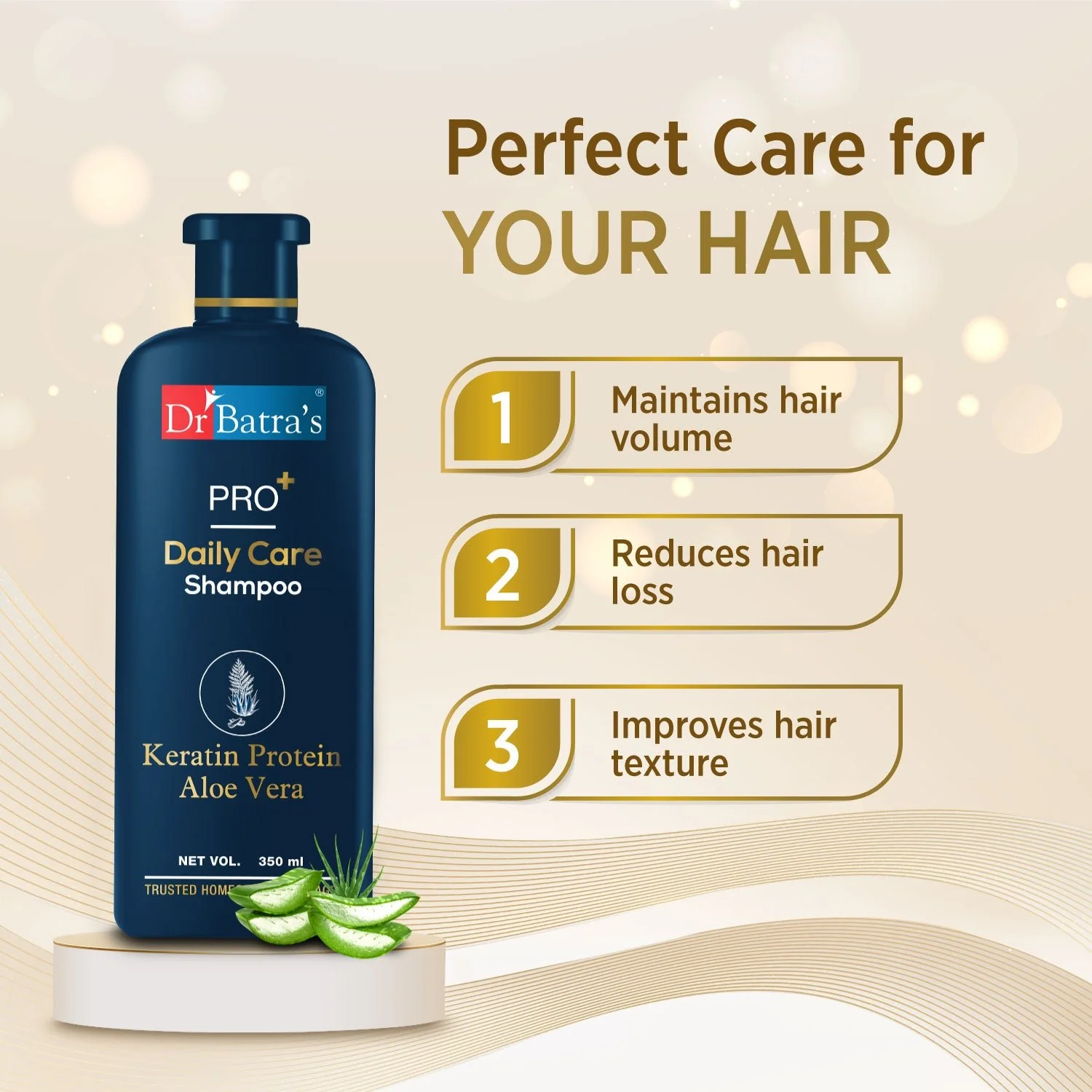 PRO+ Daily Care Shampoo 350ml – Enriched with Keratin, Aloe Vera & Thuja Extracts| Maintains scalp health while being Sulphate, Paraben & Silicone free | For Men & Women - Image 4