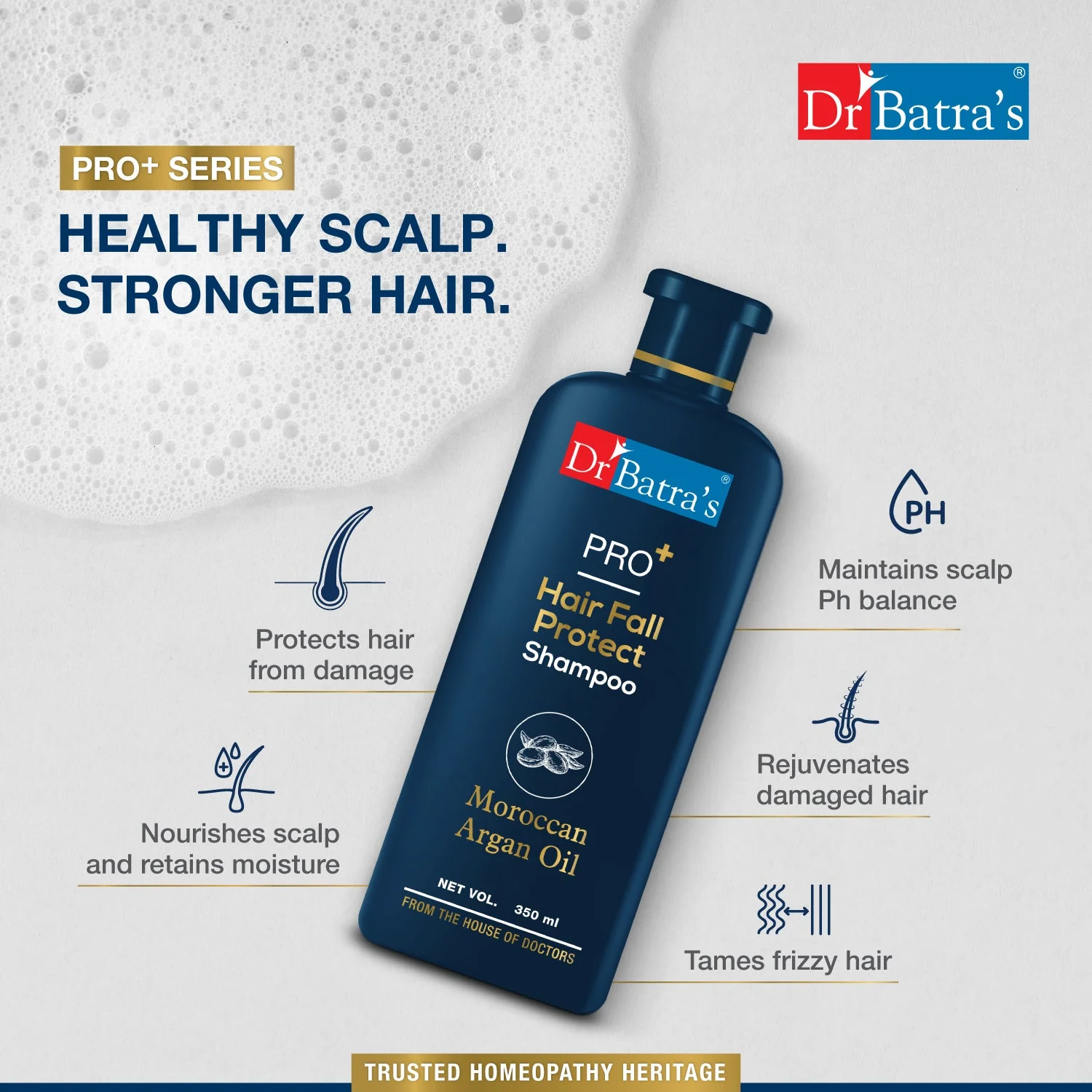 PRO+ Hair Fall Shampoo 350ml – Reduces Hair Loss & Strengthens Roots with Moroccan Argan Oil & Biotin |  For Men & Women - Image 4