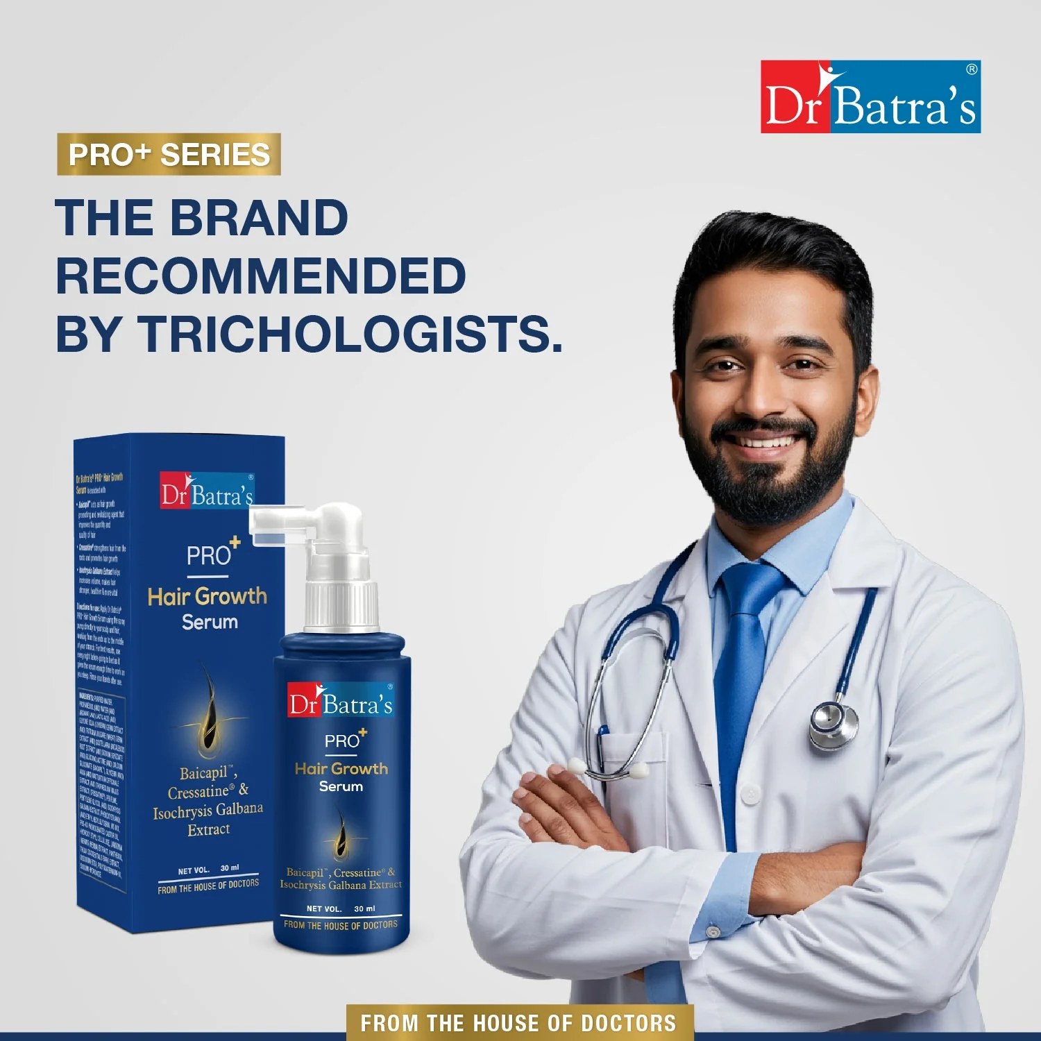 Dr Batra's Pro+ Hair Growth Serum-30 ml | Boosts Hair Growth & Hair Fall Control | with Baicapil™ + Cressatine + Isochrysis Galbana Extract | For Thicker, Stronger & Fuller Hair | Chemical-Free | For Men & Women - Image 6