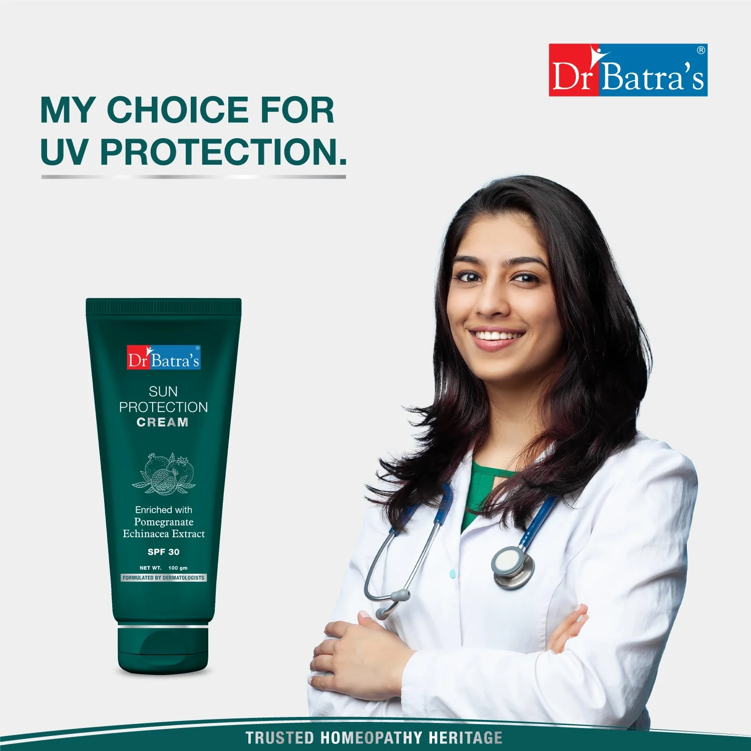 Dr Batra's® Sun Protection Cream SPF 30 – Broad Spectrum Sunscreen with Echinacea & Pomegranate | Blocks Harmful UV Rays, Prevents Sunburn & Darkening | Brightens & Protects Skin | For Men & Women - Image 5